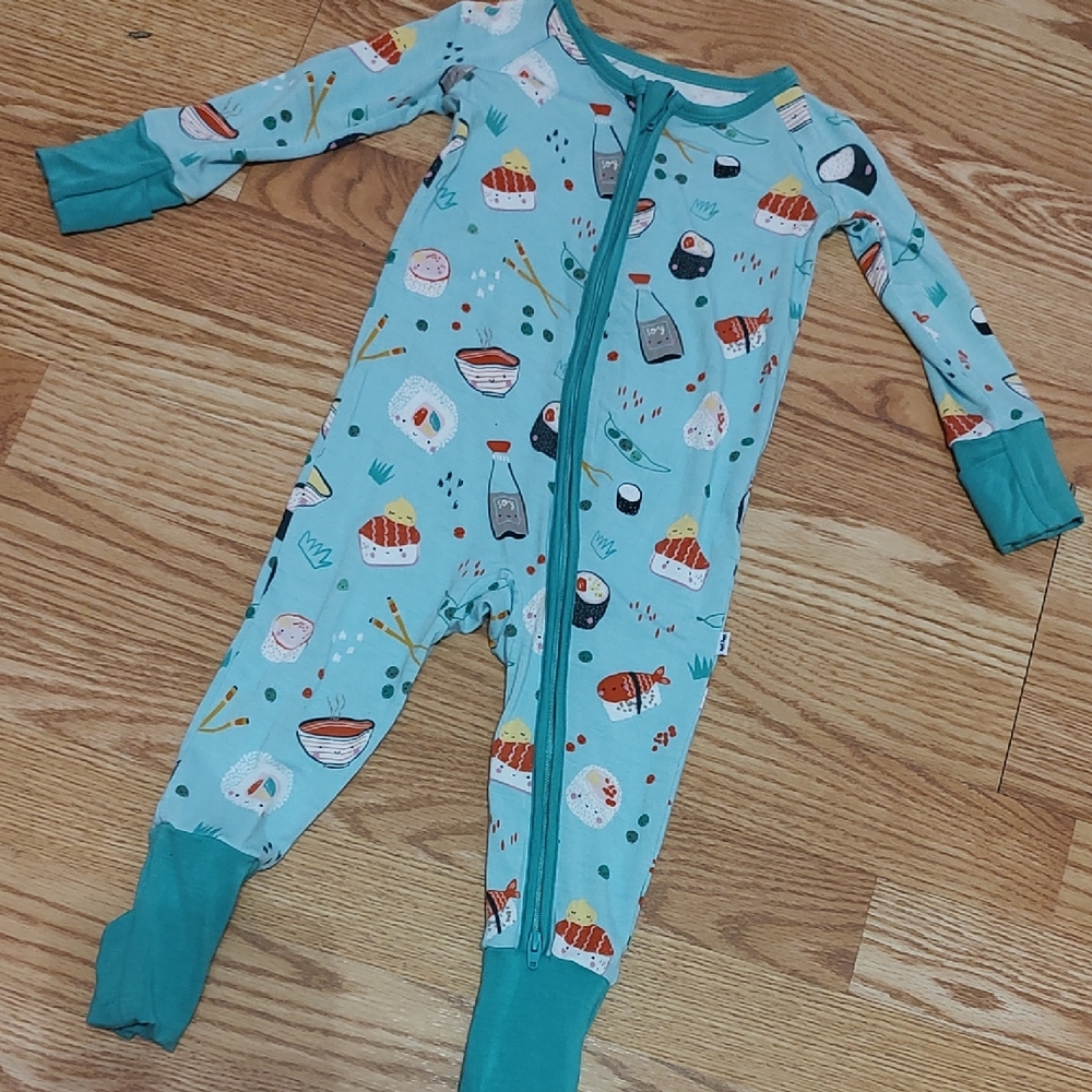 Little Sleepies Zippy Teal Sushi Print